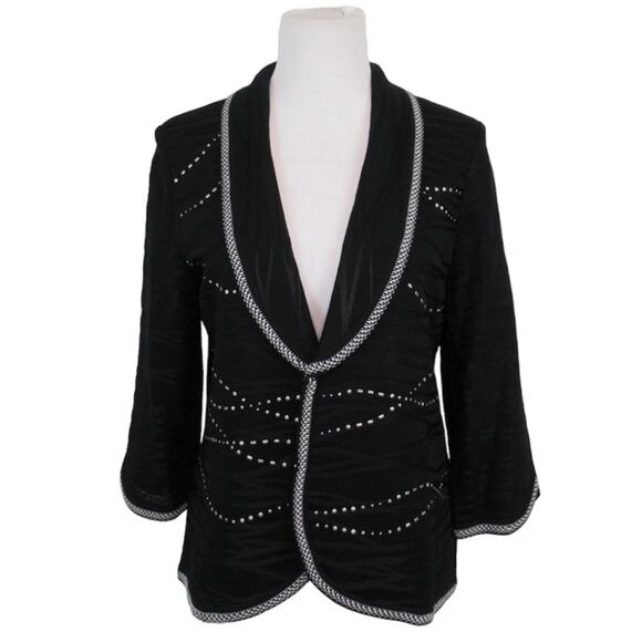 MING WANG Open Front Embellished Knit Cardigan Jacket Women’s Size Medium - Picture 1 of 12